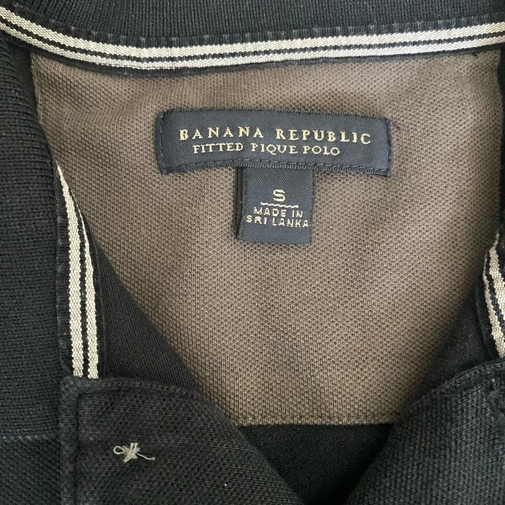 Banana Republic black fitted pique Polo Small